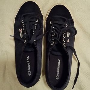 Superga navy blue satin sneakers